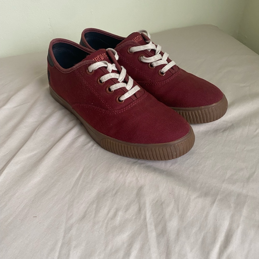 Chrome red low top sneakers